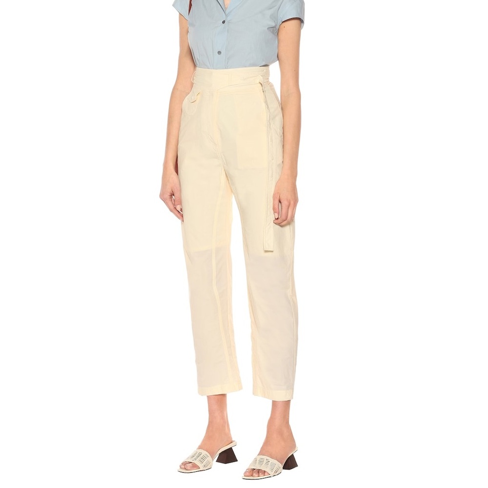 Low Classic High Waist Cream Snap Belt Pants | Size Small